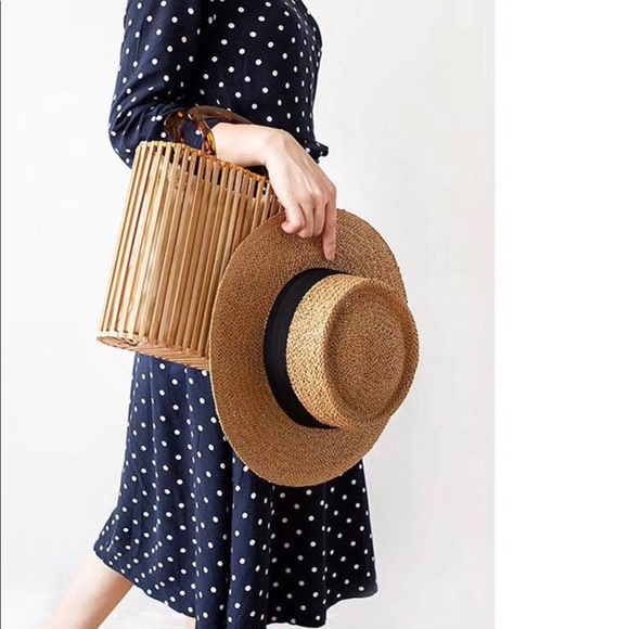 Natural Bamboo Clutch Bag Straw Woven Handbag - Picture 11 of 13